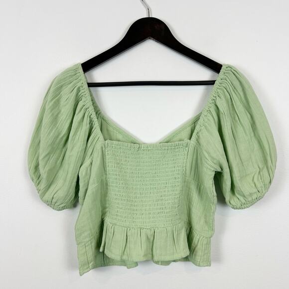 Roxy Sage Green Peplum Top Size Medium - Picture 5 of 5